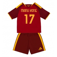 Camiseta AS Roma Manu Kone #17 Primera Equipación Replica 2026-27 para niños mangas cortas (+ Pantalones cortos)